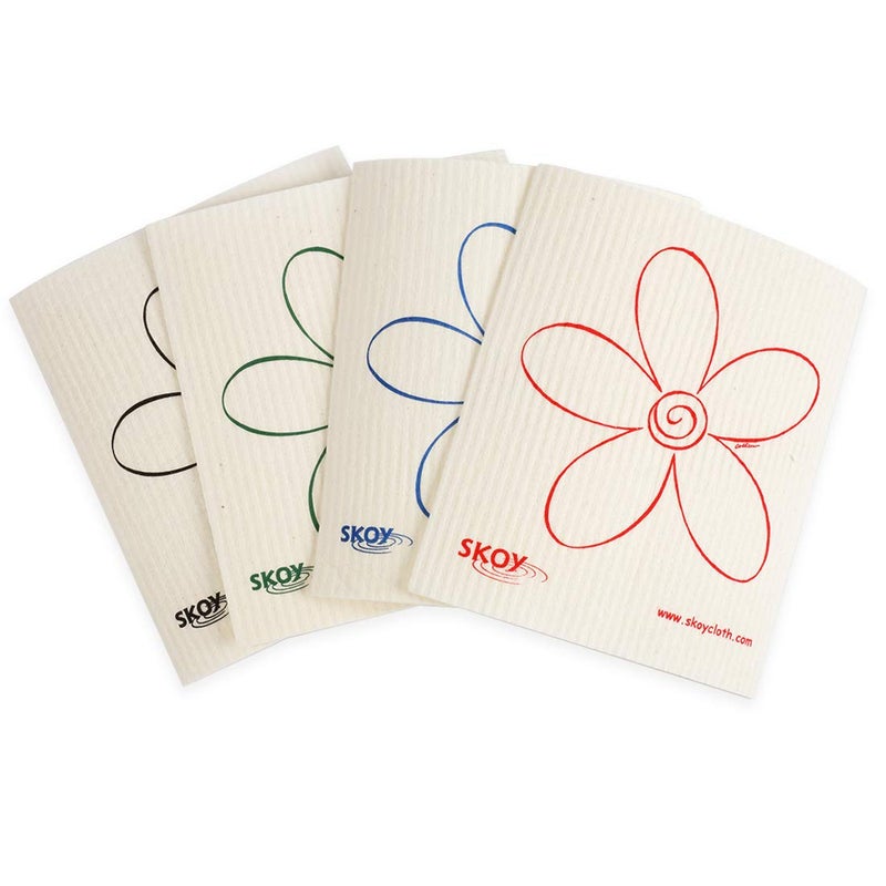 Skoy Cloth, 4-pack Versatile Swedish Dishcloths for Kitchen and Household Use, Reusable Cleaning Cloths, Planet-Friendly, Dishwasher and Dryer-Safe, White - Image 1